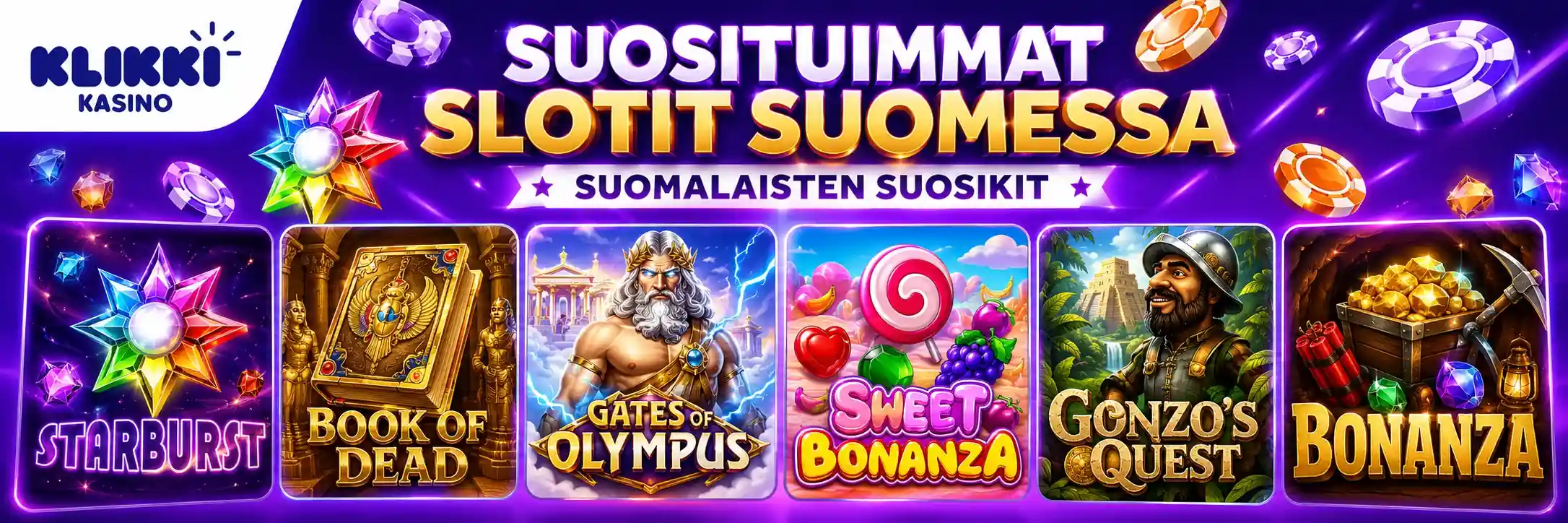 Suosituimmat slotit suomalaisille pelaajille Klikki kasinolla